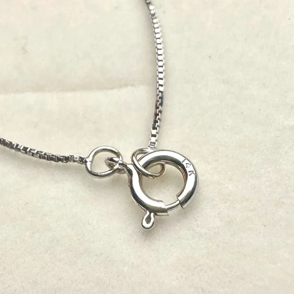 14k White Gold Necklace S Curve Diamond Necklace Stamped on Clasp Artsy Gift - Picture 5 of 6